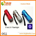 Factory Supply Cheap Price Multicolor CE Aluminum 390nm-400nm 9 led Ultraviolet Torch Flashlight for Pets Urine Detection